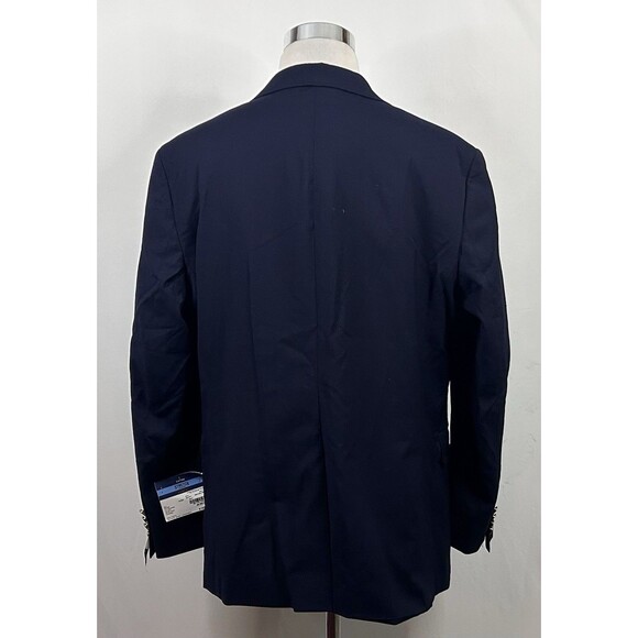 NWT Stafford 46R Classic Fit Hopsack Blazer Wool Blend Navy Gold Two Button - Picture 5 of 7